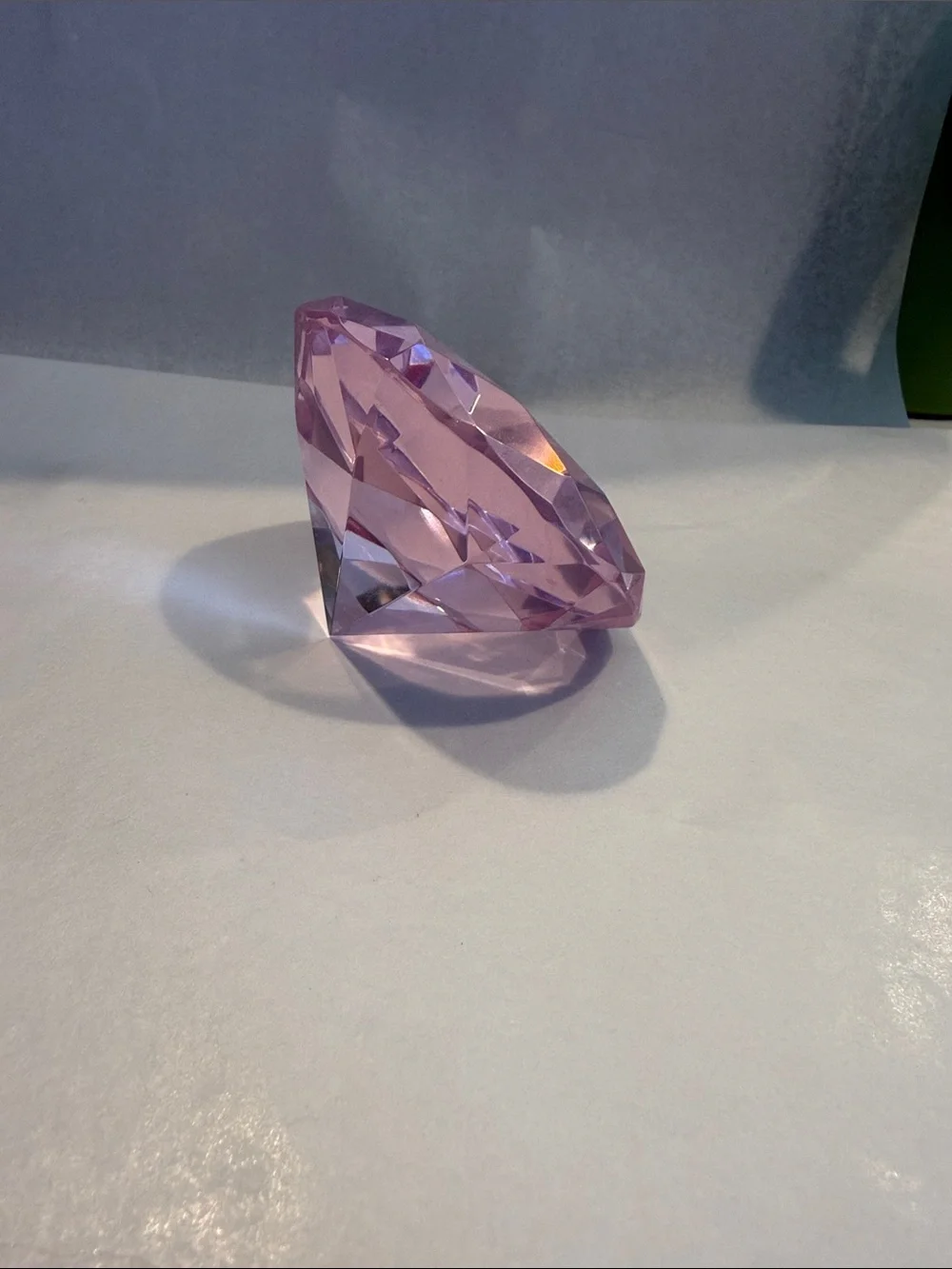 Faceted Pink Crystal Accent Paperweight -